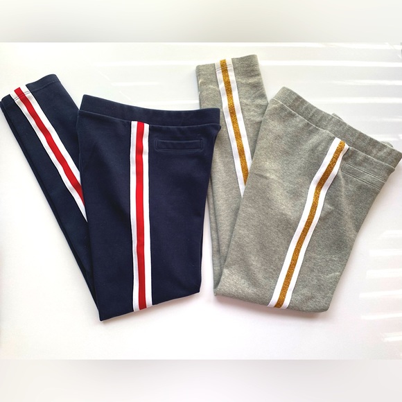 Old Navy Thick Knit Leggings Girl’s XL Active Gray Gold / Navy Red - Picture 1 of 4